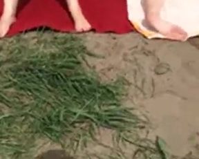 jerking in the beach