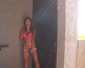 Ayumi - Anal plug and cum on public venice beach - Prem