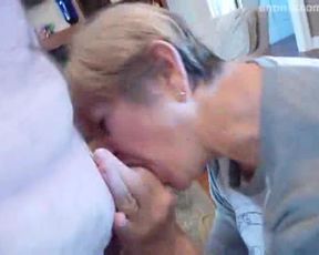 wife gives herself a sperm facial