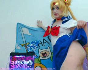 BabyZelda Sailormoon Strip Dance Tease Wand Spanks in private premium video