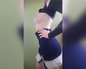 Cheerleader Strips and then squirts tits
