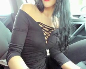 sexy body babe in car facial