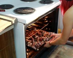 Naked Red Head Cooks Delicious Chicken