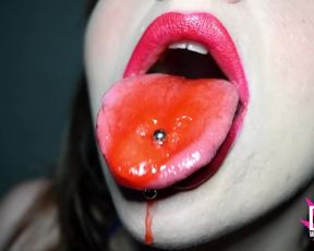 Stretched Tongue Piercing Mouth Fetish Popsicle Wet & Messy Drool PREVIEW