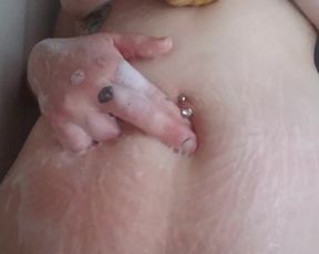 Chubby MILF Belly Button Shower Tease
