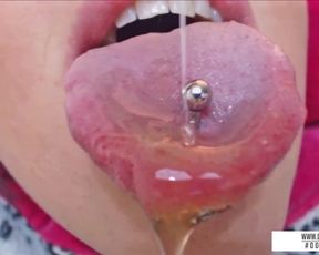 Wide, Pierced Tongue Honey Tease