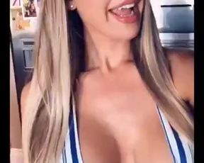 AndieAdams stairs public cum