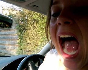 Public Street Car Blowjob & Cum in Mouth Driving