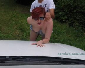 Busty Redhead Love Giving Head and getting Fucked Outdoors