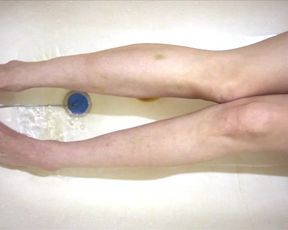 Sexy Legs in the Bath, Dildo Fucks Hairy Pussy, Cum