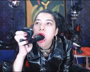 Kiaragagaslut sloppy blowjob in pvc jacket